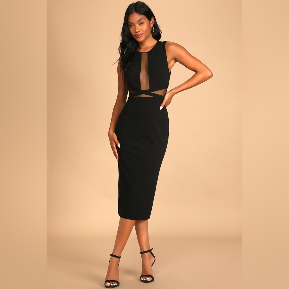 Not Meshing Around Black Cutout Bodycon Midi Dress